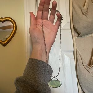 shimmering lia sophia abalone and silver pendant necklace